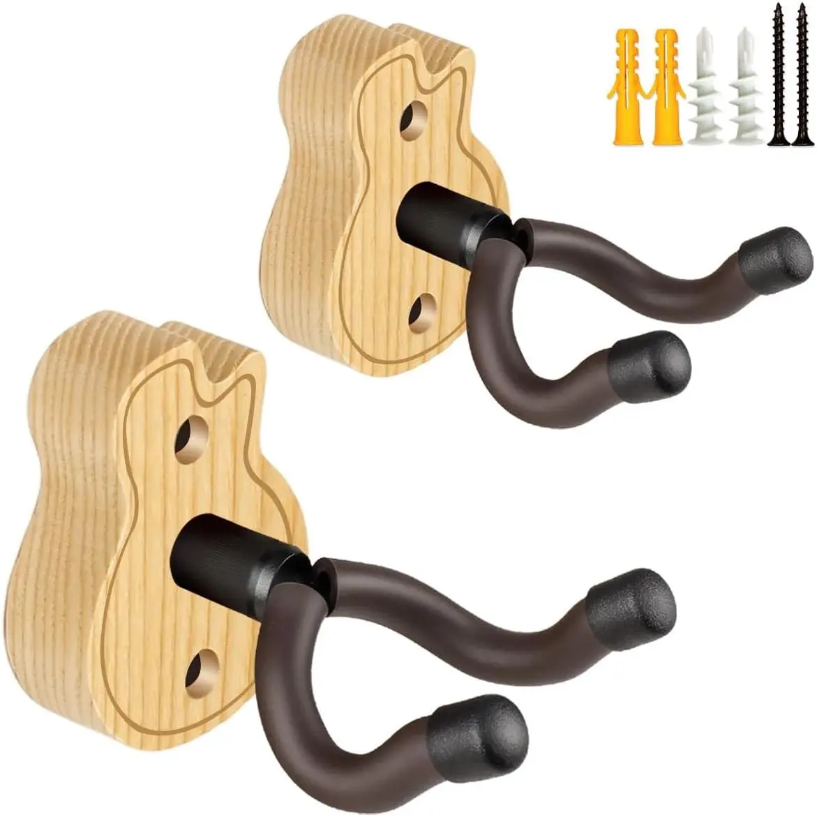 Guitar Wall Mount, Guitar Hanger, U-Shaped Guitar Wall Hanger Mount, Guitar Holder Hook Stand Wall Mount Guitar Accessories for Acoustic, Electric Guitar, Banjo, Bass, Ukulele,Ash :1