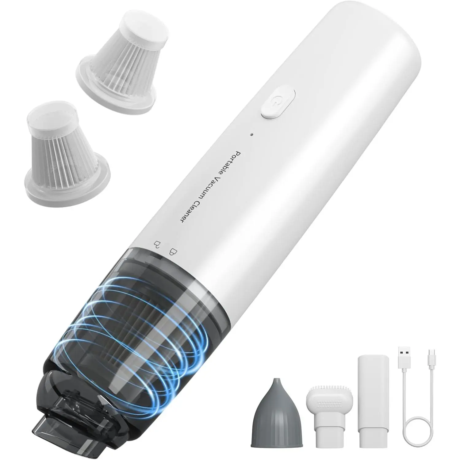 Handheld Vacuum Cordless,  Vacuum Portable with 2 Suction Modes, Blow & Suction 2-in-1, Mini Vacuum Cleaner Rechargeable for , , , Office, Desk, Keyboards (White)