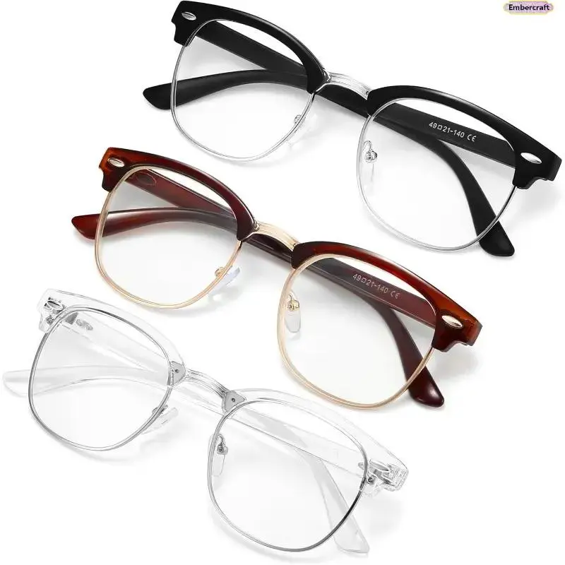 Viral Blue Light Blocking Glasses for Women & Men, Aesthetic Semi-Rimless Computer Glasses, Lightweight Gaming Eyewear, Anti Eye Strain Screen Glasses for Work, Study, Office, Travel & Everyday Wear