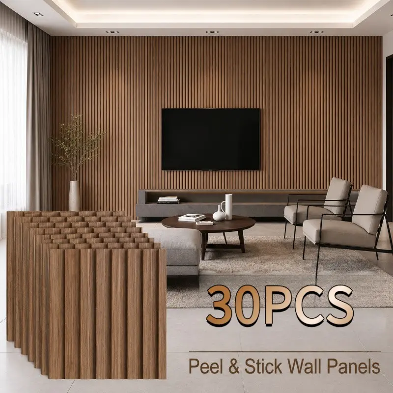 30pcs Self-Adhesive Removable Pet Wall Panels, Modern Wood Grain Wallpaper, Kitchen Splashproof Tiles, Easy Peel and Stick Decorative Boards