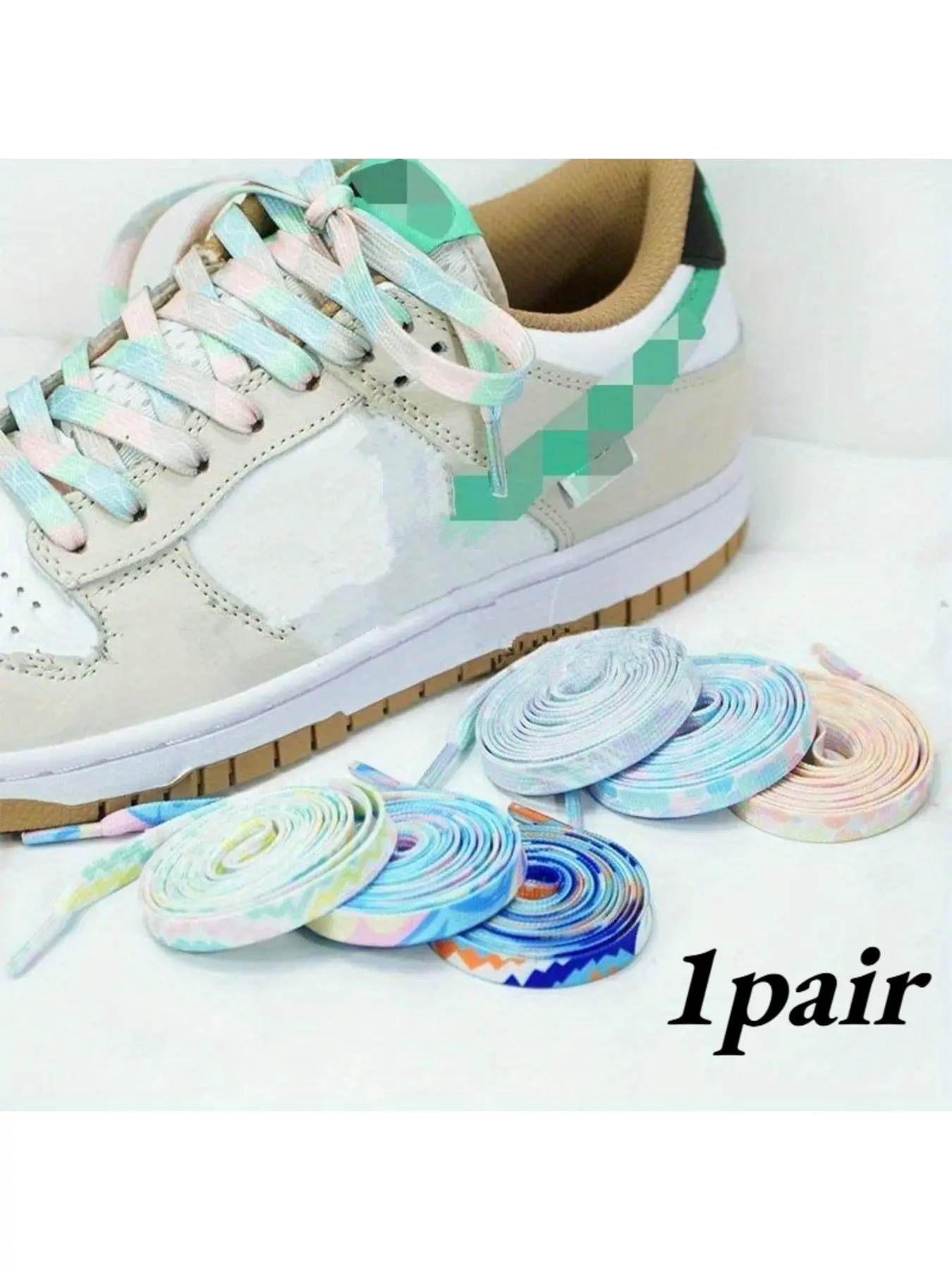 1 pair of eye-catching fashionable shoelaces, sport shoelaces, flat shoelaces, colorful gradient shoelaces, unisex personality shoelaces, ocean gradient tie-dye spliced shoelaces, unisex dazzling blue personality striped tie-dye shoelaces.