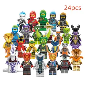 24 Pcs/set Mini Figures Kai Jay Sensei Wu Master Building Blocks Toys, Educational Construction Set for Kids, Durable Plastic Material, Buildable Blocks Kit