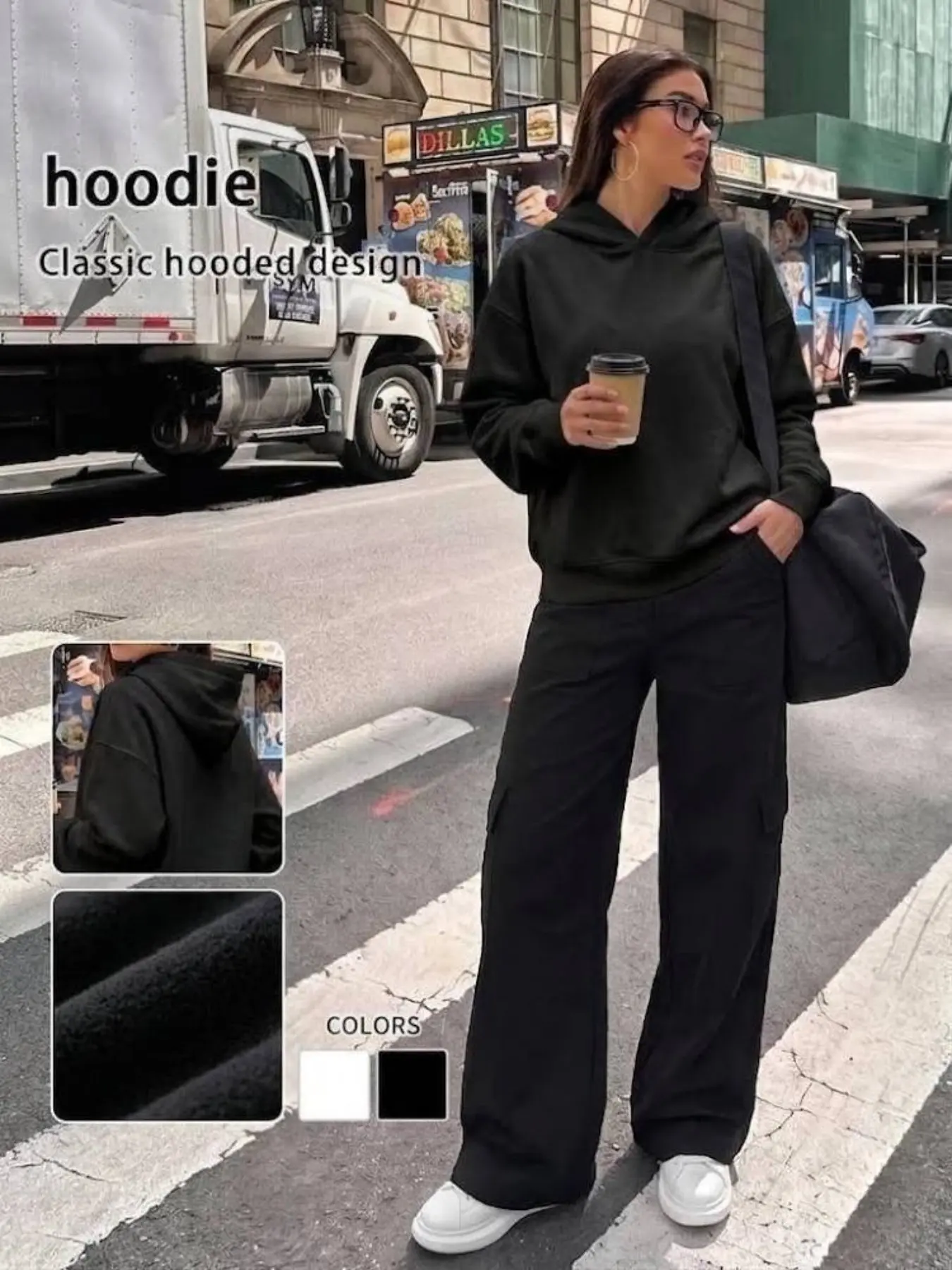 Women's Casual Oversized Hoodie - Slouchy Long Sleeve Pullover Sweatshirt with Pocket, Soft Fleece Drop Shoulder Jumper Sporty Streetwear Top
