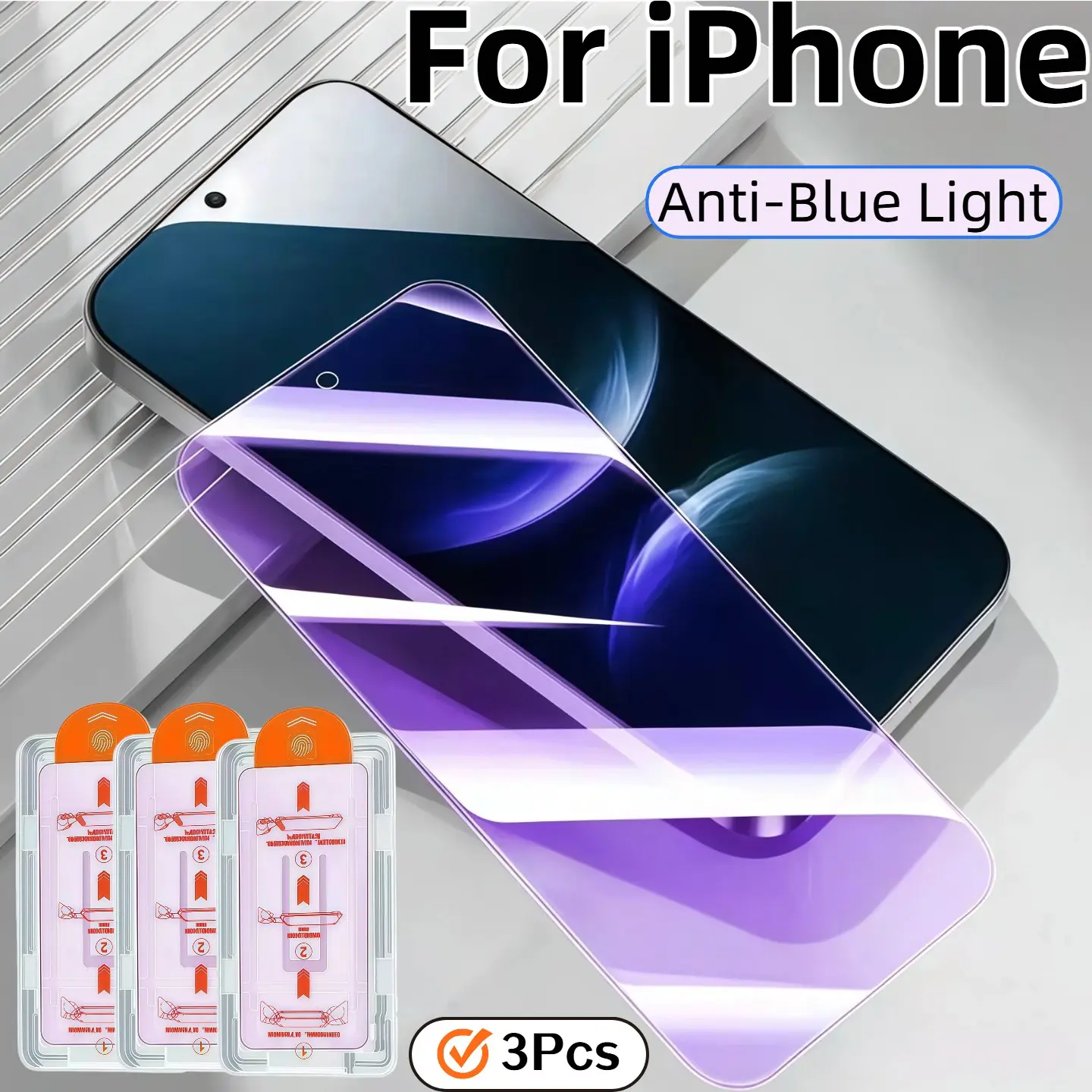 3-Pack Blue Light Blocking Tempered Glass Screen Protector, Compatible with iPhone 17-11 Pro Max, 9h Hardness, Bubble-Free Installation
