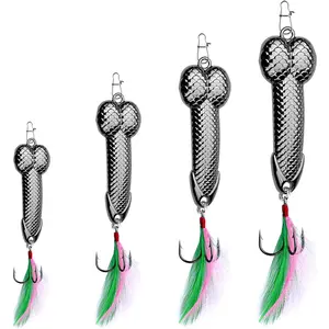 Fishing Lures Gag Gift for Men, White Elephant Gift Father's Day Angler Fishermen Metal Luminous Long Casting Sequin Spoons Lures for Bass