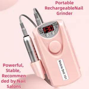 Professional nail drill and polishing machine, portable USB rechargeable acrylic gel set with 6 drill heads at 3000 revolutions per minute, suitable for home and salon use, ceramic nail file heads, nail drill and polishing tool, perfect gift choice