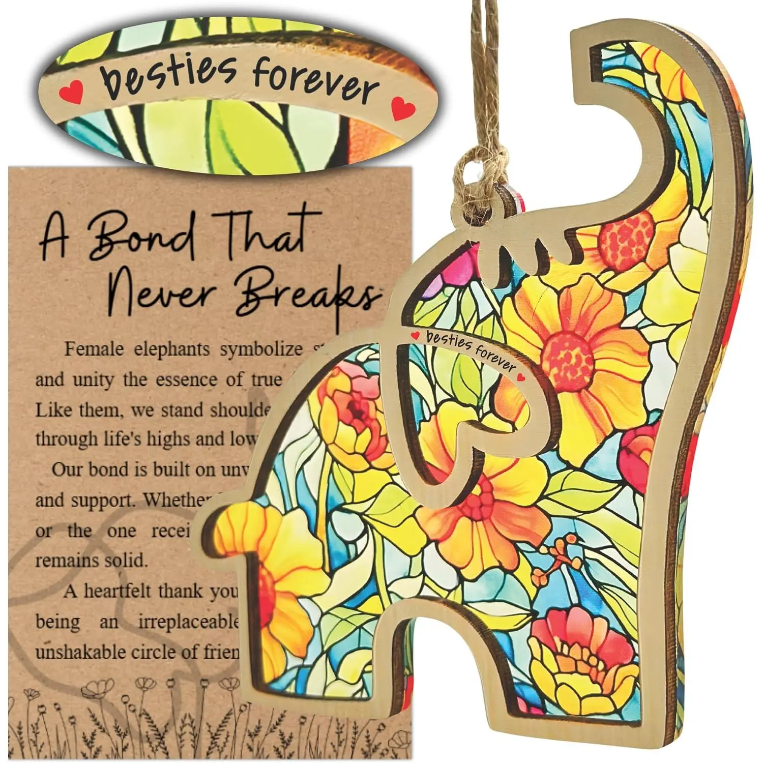 Friendship Elephant Ornament with Story Card - Elephant Decor, Elephant Friendship Gifts for Women, for Women Birthday .