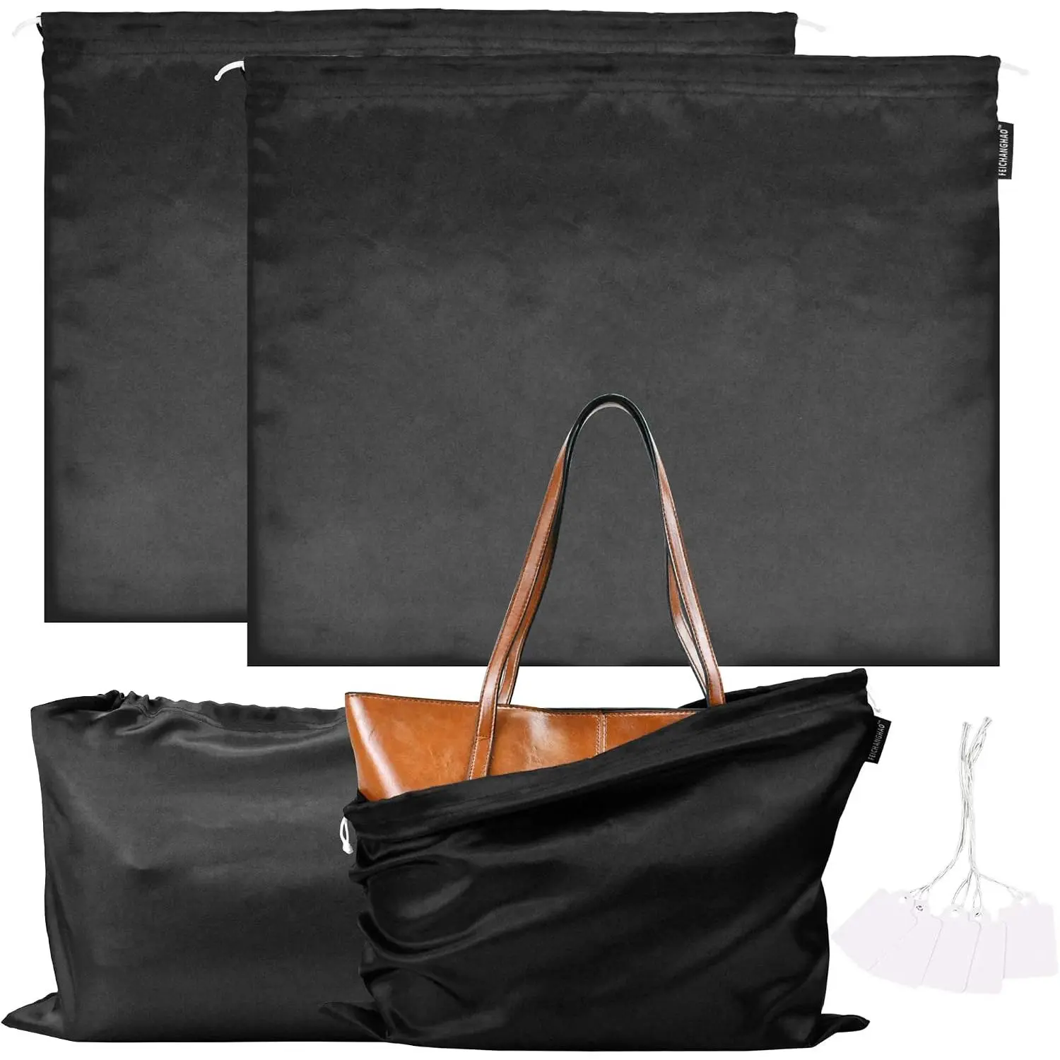 2 count Silk  Drawstring Bags - Dust Cover Storage Pouch for Packaging Handbags, Purses, Shoes, Boots &  Storage