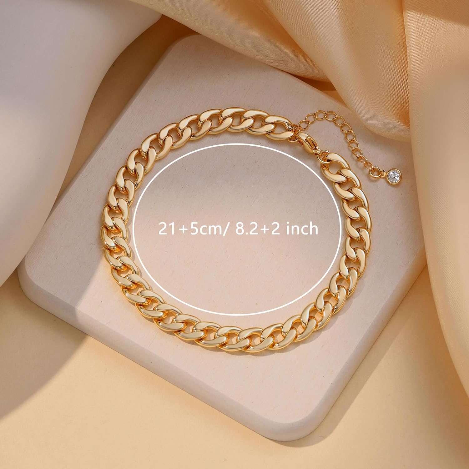 Chunky Cuban Link Anklet for Women Gold Layered Chain Anklet Adjustable Length Waterproof Beach Summer Jewelry Gift