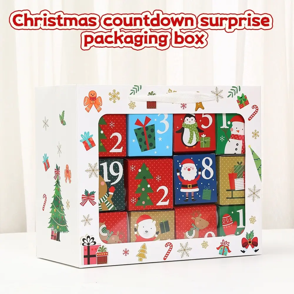 Christmas Countdown Surprise Blind Box Gift Set, Foldable Card Gift Boxes, Gift Box Packaging, 24 Blind Boxes + Window Bag, Perfect Holiday Presents