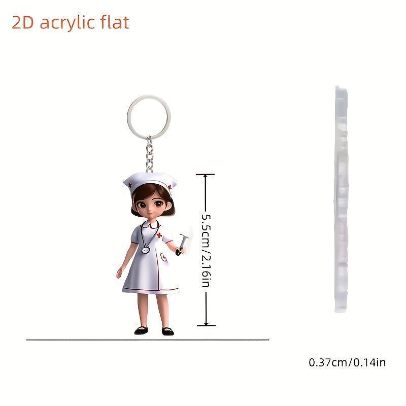6pcs/Set Cute Nurse Keychain Pendant Acrylic Backpack Decoration Bedroom Thanks To Doctor's Gift Medical Student Daily Outfit
