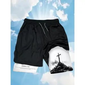 Men's 2-in-1 Athletic Cross Shorts Breathable Quick-Dry Basketball Beach Outings Cross Compression And Active Drawstring Shorts for Outdoor