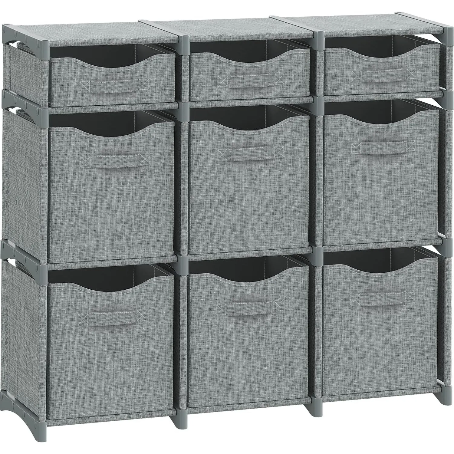 Cube Storage Organizer with Storage Bins Included - The  Closet Organizers and Storage Solution. Includes 9 Storage Cubes,  For  Storage, Closet Storage, Clothes Storage (Grey)