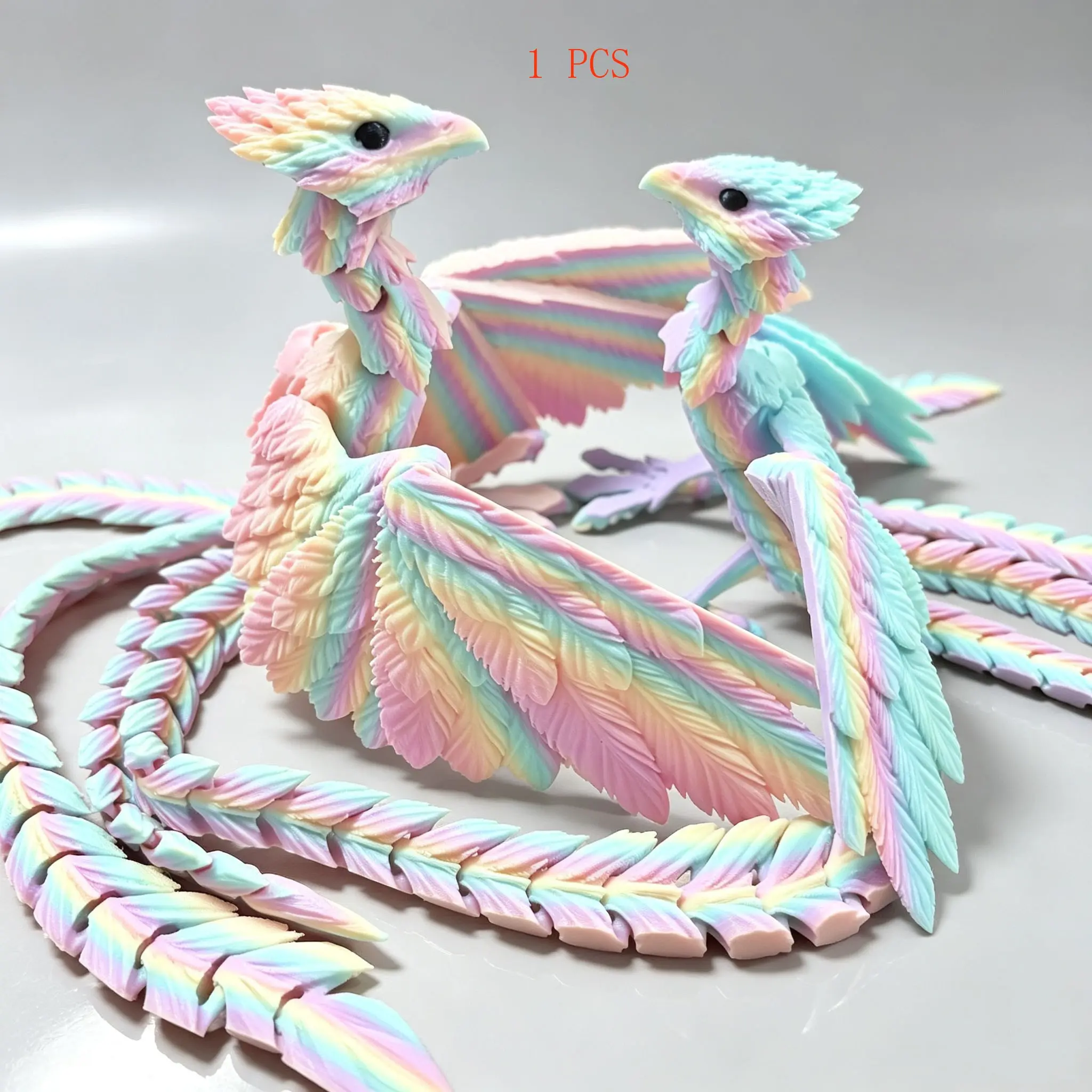 3D Printed Moving Phoenix Figurine, Fantasy Bird Desktop Decor, Collectible Gift, Unique Ornament for Home Decoration