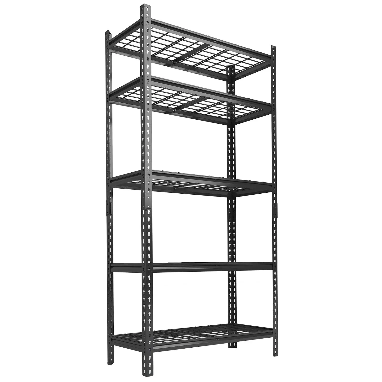 Garvee Heavy Duty 5-Tier Adjustable Metal Garage Shelving Unit, Rust-Resistant Black Steel Utility Storage Rack, 2200 lbs Load Capacity, Multi-Layer Organizer for Garage, Kitchen, Pantry, Warehouse & Basement, 36"W × 16"D × 72"H