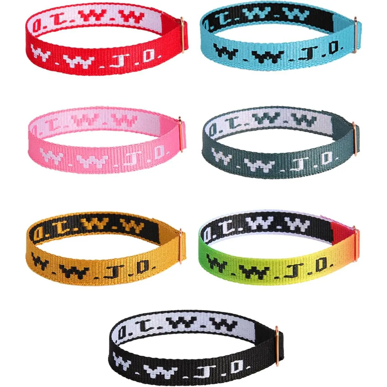 7 count WWJD Bracelets Pack for Women Men what would  do bracelets Christian  Wristbands Gifts W.W.J.D Adjustable Woven Bracelet