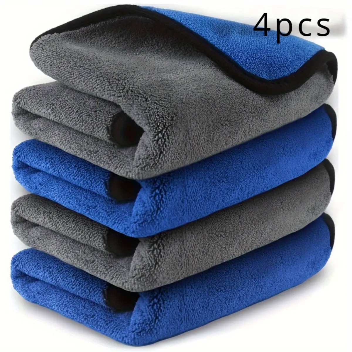 4-Pack Microfiber Car Wash Towels - Super Absorbent Scratch-Free Cleaning Cloths for Auto Detailing, Glass, Wax & Polishing, 9.8*9.8 Inch Quick-Dry Lint-Free Towels， Car Detailing Towels, Towels for Cars (Grey&Blue)