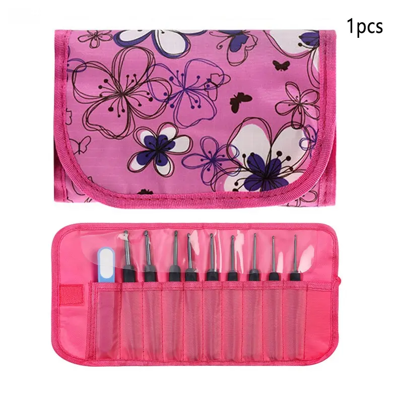 Velcro Fastener Crochet Needle Storage Bag, Lightweight Portable Organizer for DIY Yarn Craft & Crochet Accessories