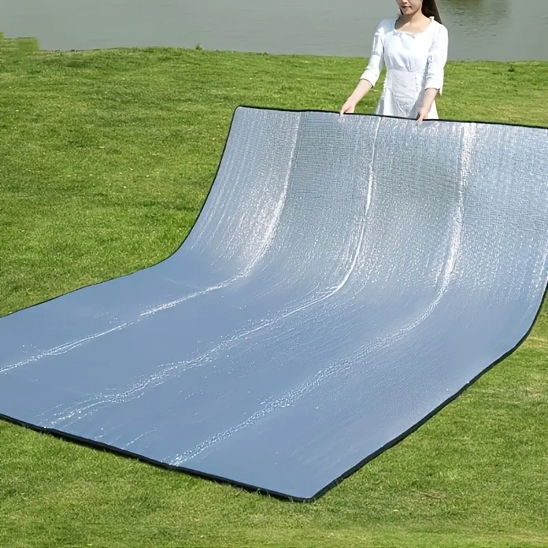 78" Aluminum Foil Camping Mat, Thermal Insulated Waterproof Picnic Blanket with EPE Foam Padding, Portable Foldable Picnic Mat for Multiple Outdoor Activities
