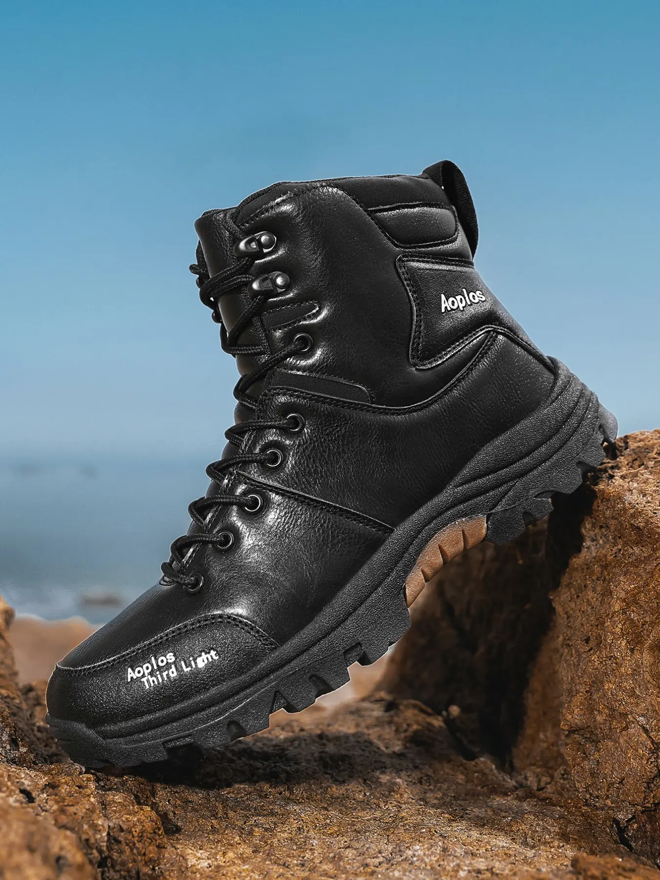 2026 New High-Top Waterproof Tactical Work Boots, Men's Outdoor Anti-Slip Durable Hiking Shoes, Retro Motorcycle Boots