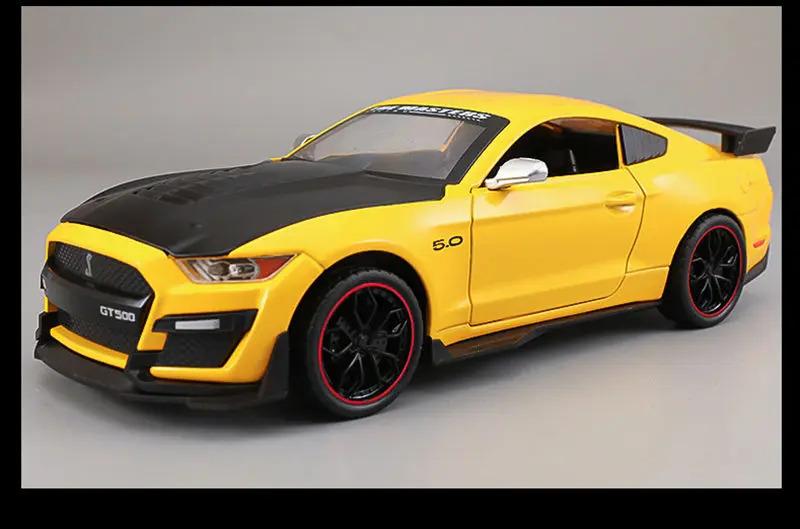 1:24 Mustang GT500 Alloy Sports Car Model Die-cast Metal Racing Car Model Sound and Light Children's Toy Gift