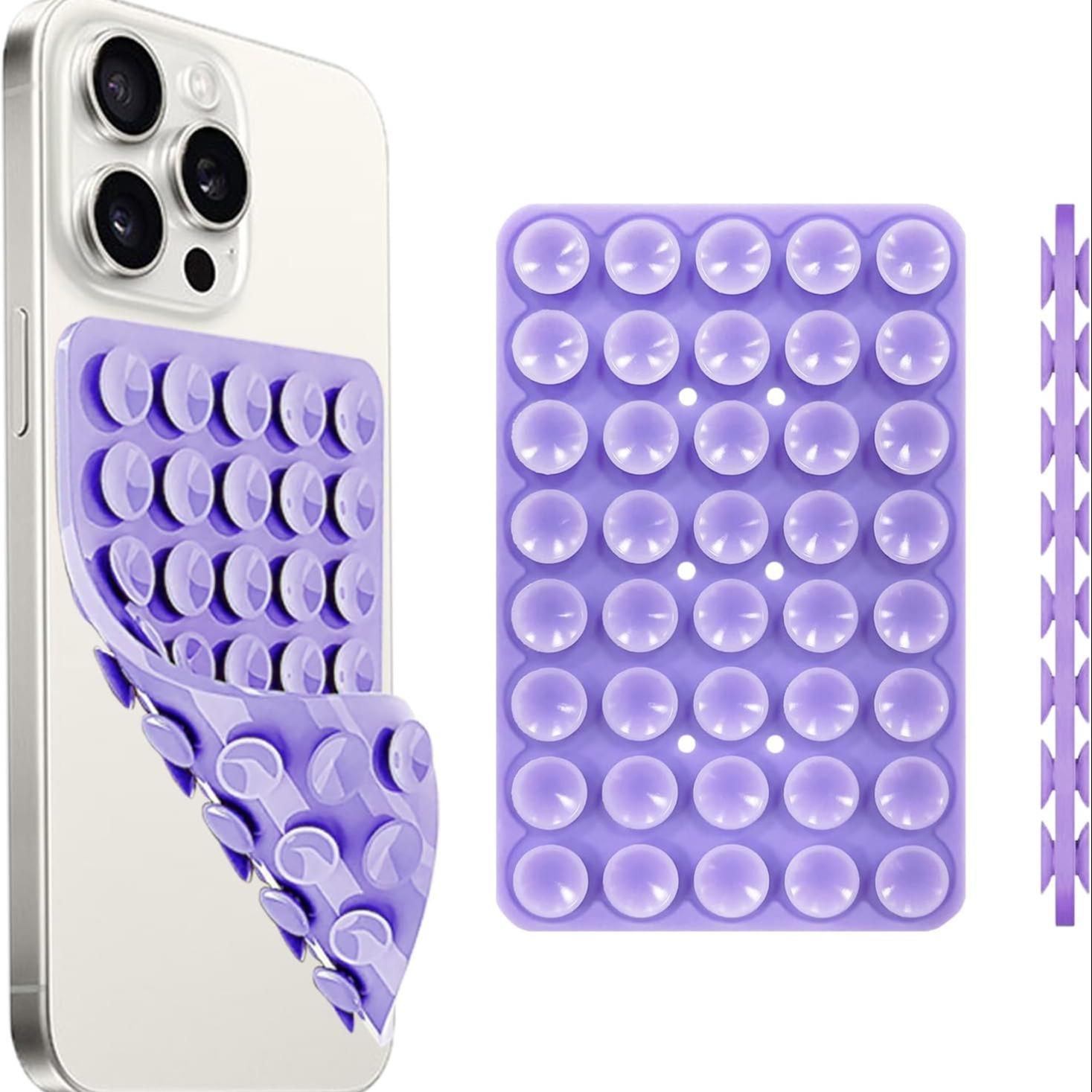 Silicone Suction Cup Phone Case Mount, 1 Count Double Sided Phone Holder Mount, Hands-Free Strong Grip Holder for Selfies and Videos, Phone Accessories