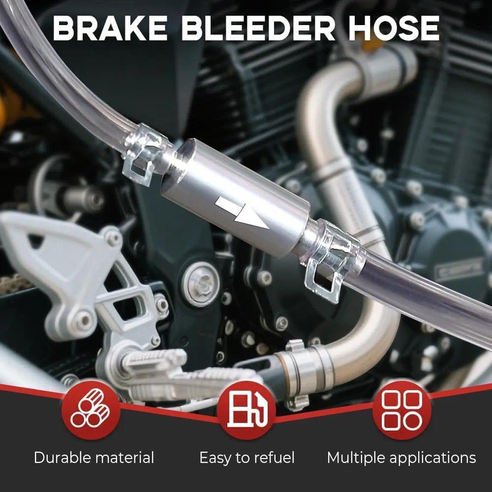 2PCS Brake Bleeder Hose Kit with One Way Check Valve, Universal Brake Fluid Bleeding Tool for Car Motorcycle Clutch Hydraulic Brake System, Soft Tube with Metal Clips, Portable Practical Auto Repair Accessories