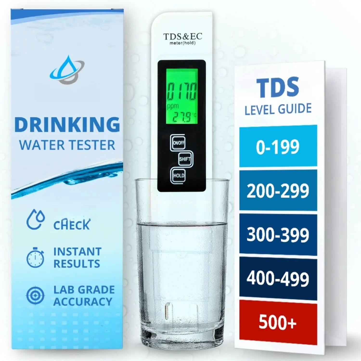 4-in-1 Digital TDS Water Tester 2026 - Accurate TDS, EC, Temperature (°C, °F) Meter, 0-9990ppm, Ideal for Drinking Water, Aquariums, Home Improvement