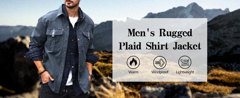 Men's Shirt Jacket Shacket with Flannel Lined Casual Snap Button Overshirt Western Cowboy Jackets Fall Clothing memeshirts funny shirts Outfit Tops Long Sleeve Denim Menswear Black Gamis Fashion Biker Beige Collar Collared Plain