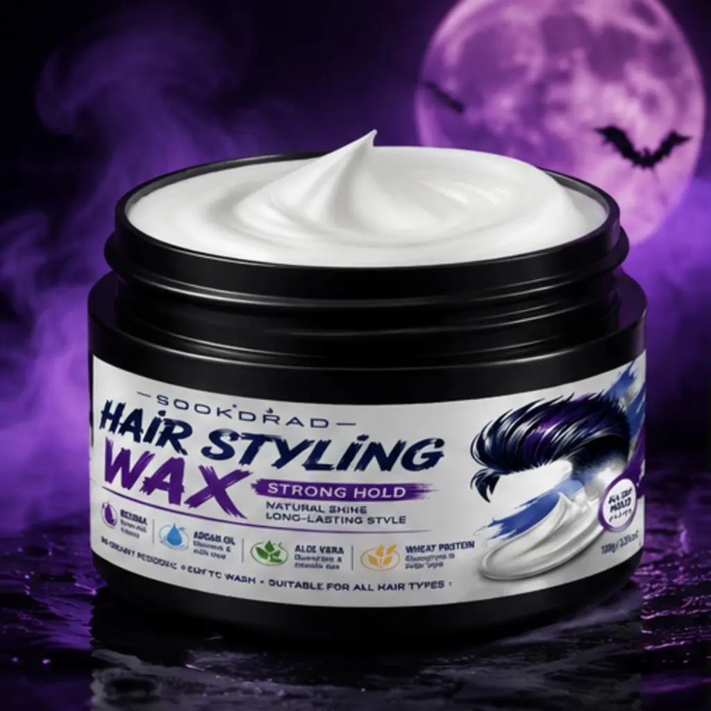 Hair Styling Wax, beeswax, argan oil, aloe vera, wheat protein, strong hold, natural shine, long-lasting style, no greasy residue, easy to wash, suitable for all hair types, 100g/3.53 oz