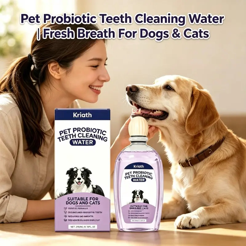 Pet Probiotic Teeth Cleaning Water for Dogs & Cats, Mild Oral Care Liquid Eliminates Bad Breath Prevents Plaque Pet Breath Freshener