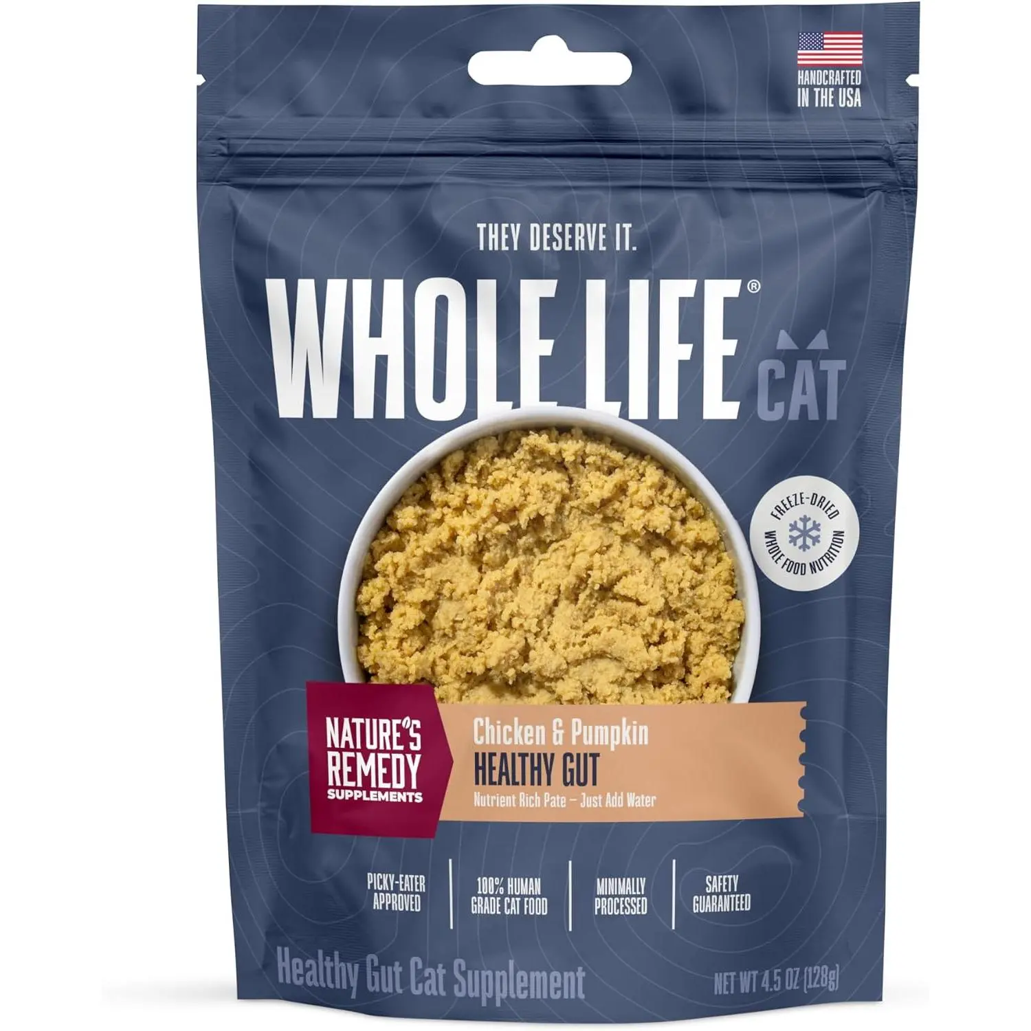 Whole Life Pet Healthy Gut Daily Cat Supplements, Cat Probiotics for Constipation Relief, Anti Diarrhea, Vomit Remedy & Digestive Support, Pumpkin Puree for Cats, Cat Health Supplies - 30-Day Supply