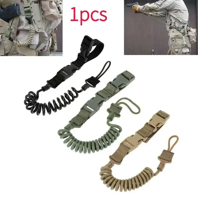 Multi-Purpose Spring Lanyard, Outdoor Wear-Resistant Elastic Key Chain, Safety Rope, Anti Loss, Military Tactical Lanyard