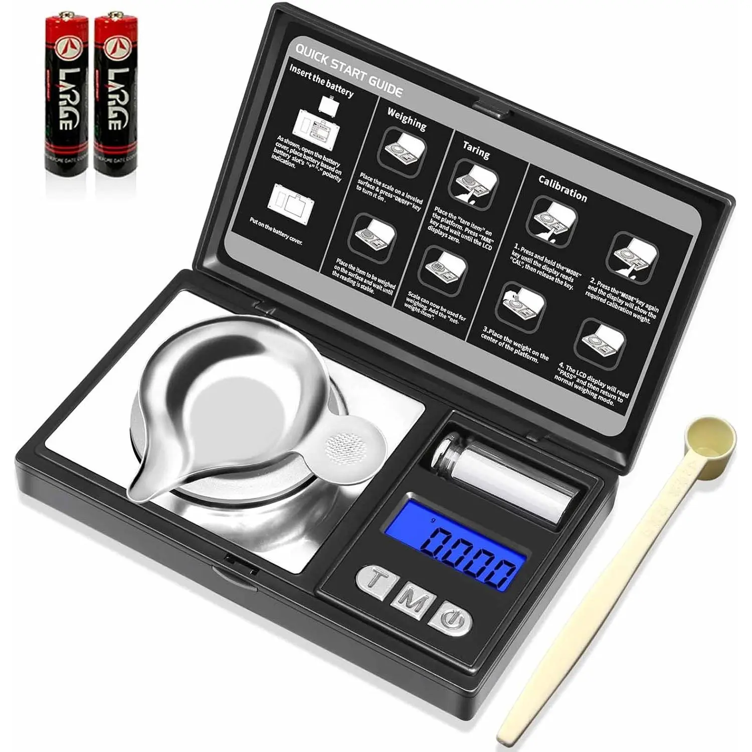 Digital Milligram Scale 50g/0.001g with Calibration Weight, Micro Powder Scale for Jewelry, Supplements & Capsule Filling, Includes Batteries, Tare, 6 Modes, LCD Display