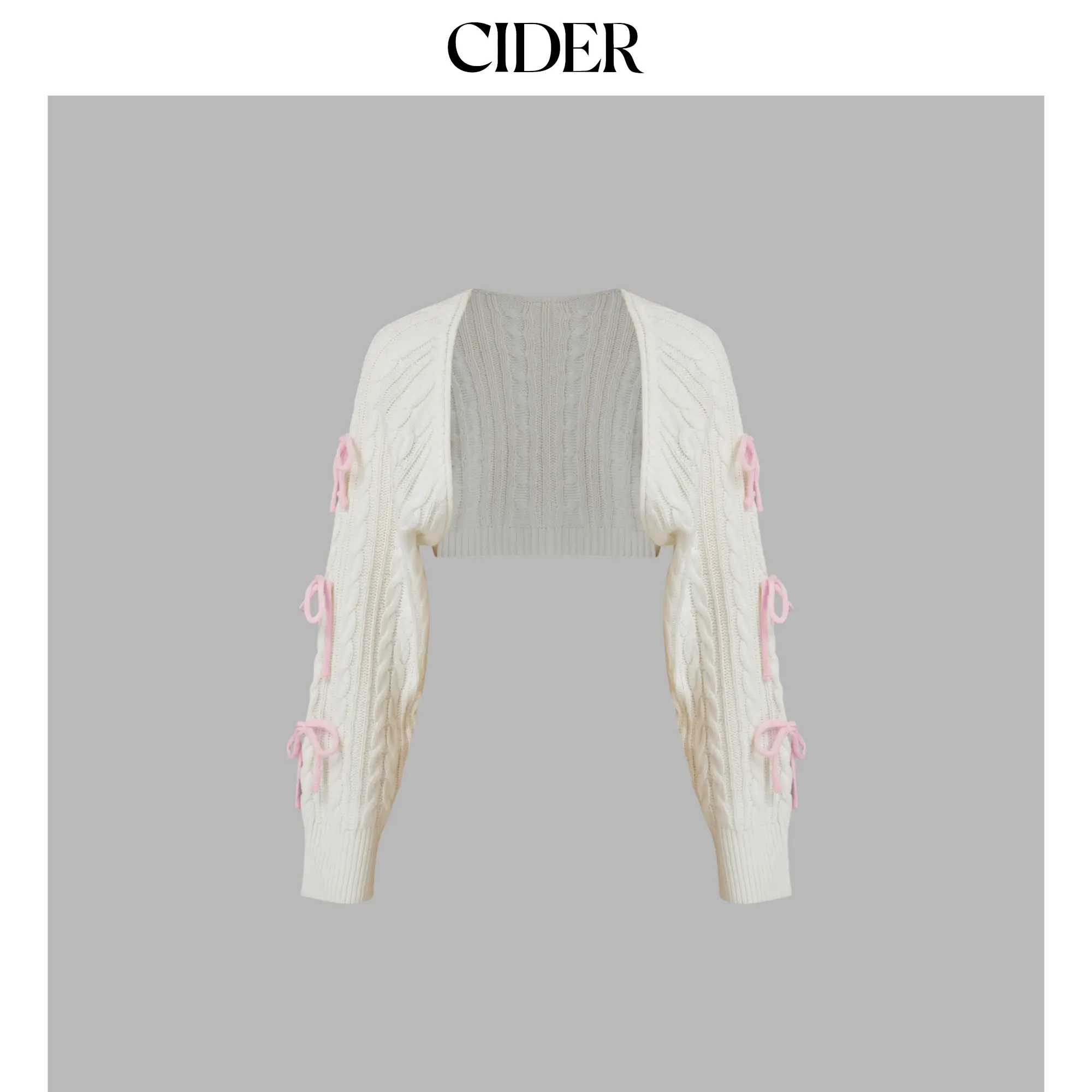 Cider [size 2-10] Cable Knit Bowknot Long Sleeve Shrug SummerFinds