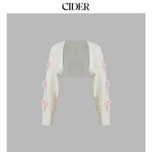 Cider [size 2-10] Cable Knit Bowknot Long Sleeve Shrug SummerFinds