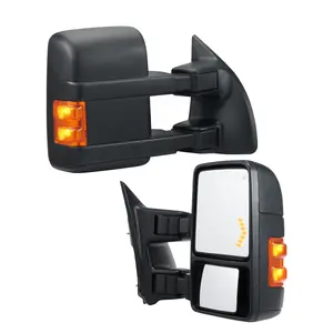 VEVOR Towing Mirrors, Left Right Pair Set for 2008-2016 Ford F250 F350 F450 F550, Power Heated with Signal Light, Plane Convex Glass, Manual Controlling Telescoping Folding, Heating Defrost, Black