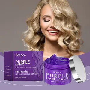 Hoegoa Keratin Hair Mask Moisturizes and Nourishes Hair, Repairs Dry and Frizzy Hair Ends, Protein Care Hair MaskPurple Toning Hair Mask for Blonde Bleached Hair, Keratin Infused Deep Conditioning Mask, Neutralize Brass Yellow Tones, Repair Damaged Dry Bl
