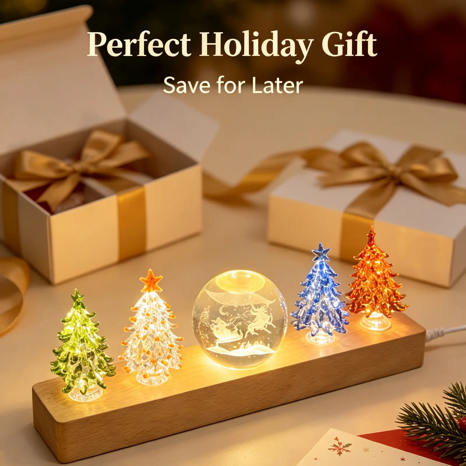 4 Pieces Small Colored Crystal Christmas Trees for Festive Home Decoration, Perfect for Christmas Gifts and Holiday Decor