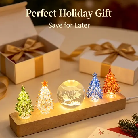 4 Pieces Small Colored Crystal Christmas Trees for Festive Home Decoration, Perfect for Christmas Gifts and Holiday Decor