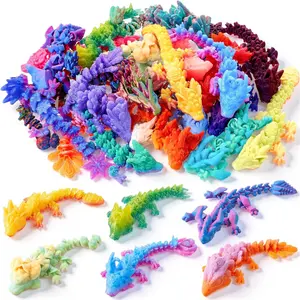 24 Pcs 3D Printed Articulated Mini Dragons, Flexible Crystal Dragon Fidget Toy Set, 3D Printed Animals for Party Favors, Classroom Prizes, Goodie Bag Fillers & Desk Decorfidget toys