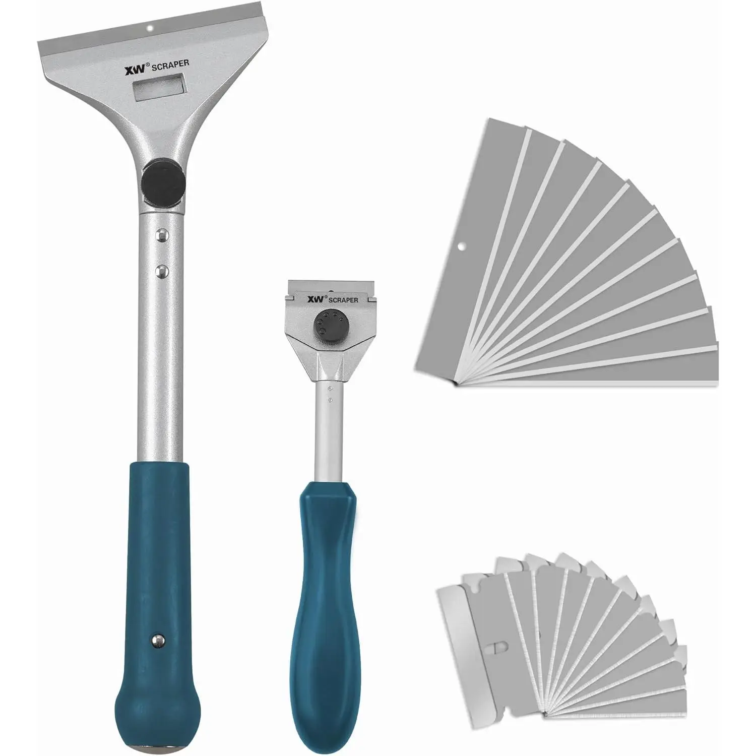 Razor Blade Paint Scraper Set, Heavy Duty Putty Knife with Quick Blade Change, Extra 20 PCS Blades Included, 2-Pack