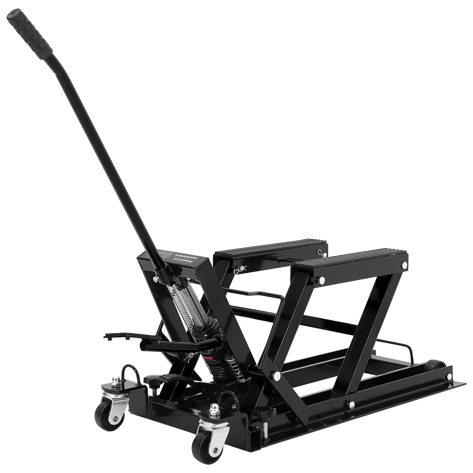 GARVEE Hydraulic Motorcycle Lift Jack, 1500 Lb. Capacity Scissor Lift Jack, Portable Motorcycle Lift Table with Foot Pad, 4 Wheels and Handle,4" to 16" Lift Range (Black)