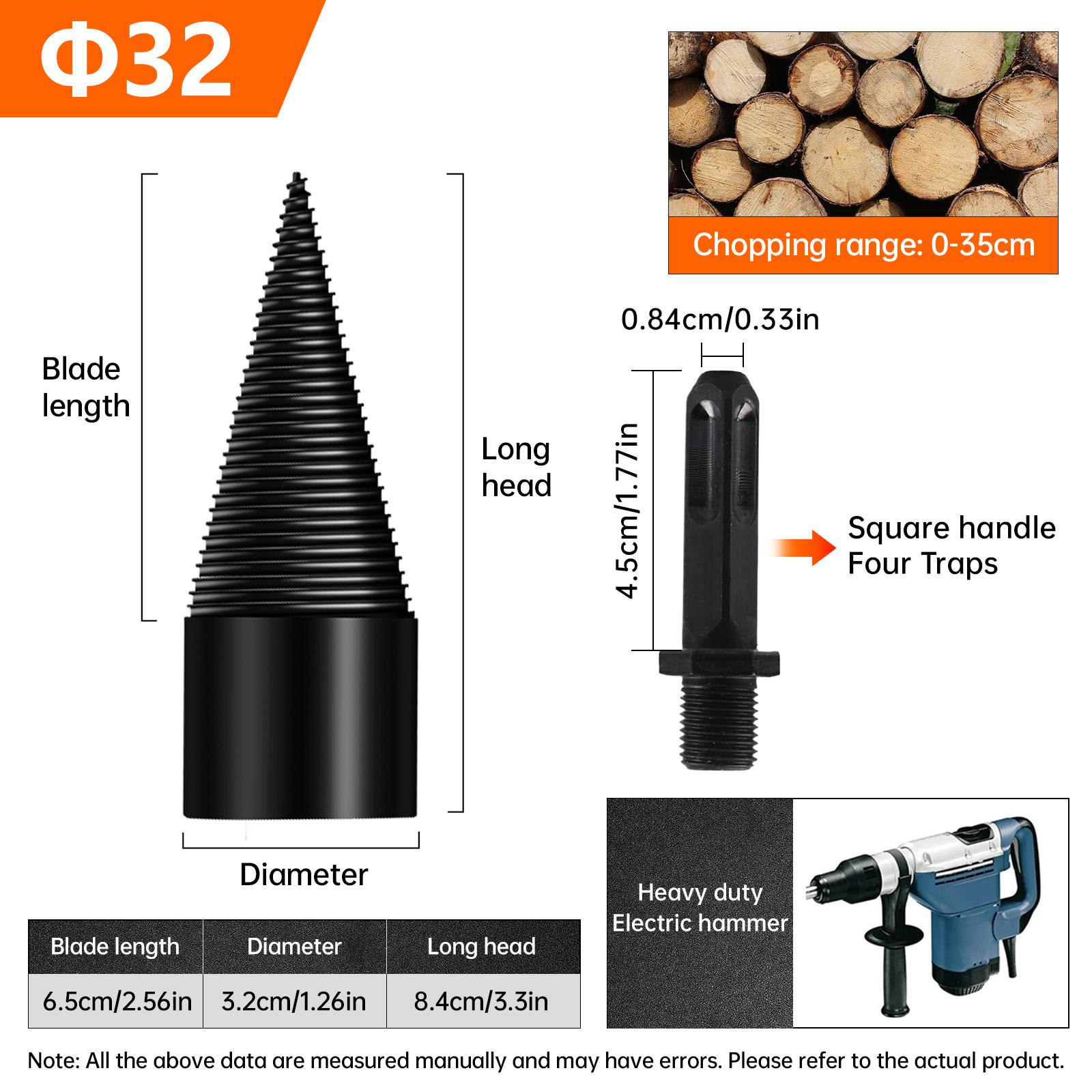 Firewood Splitter,32mm Firewood Splitting Bits,Simple Firewood Splitter,Heavy-Duty Electric Drill Bits,Detachable Screwdrivers,Suitable for Impact Drills,Electric Hammers,Hand Drills (Round + Square + Hexagonal). Firewood Splitter,32mm Firewood Splitting Bits,Simple Firewood Splitter,Heavy-Duty Electric Drill Bits,Detachable Screwdrivers,Suitable for Impact Drills,Electric Hammers,Hand Drills (Round + Square + Hexagonal).