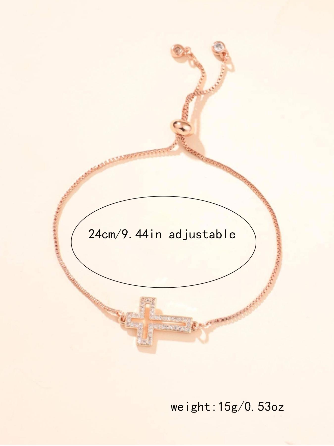Rhinestone Cross Charm Bracelet, Exquisite Trendy Bracelet, 1 Piece Fashionable Matching Bracelet Jewelry for Women & Men for Party, Daily Clothing Decor