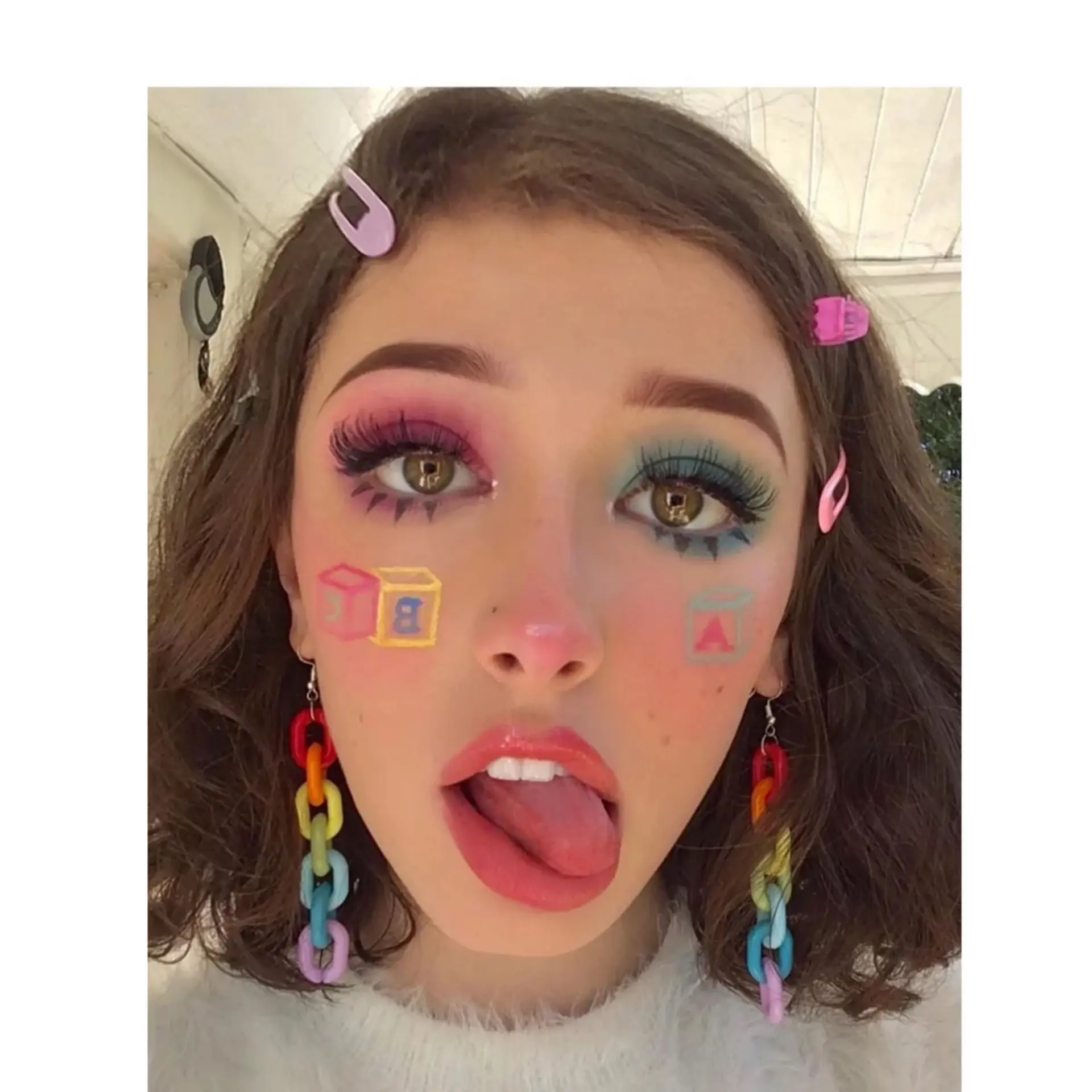 Vintage Rainbow Chain Drop Earrings – Colorful Plastic Material | Streetwear Hip-hop Party Daily | Hypoallergenic