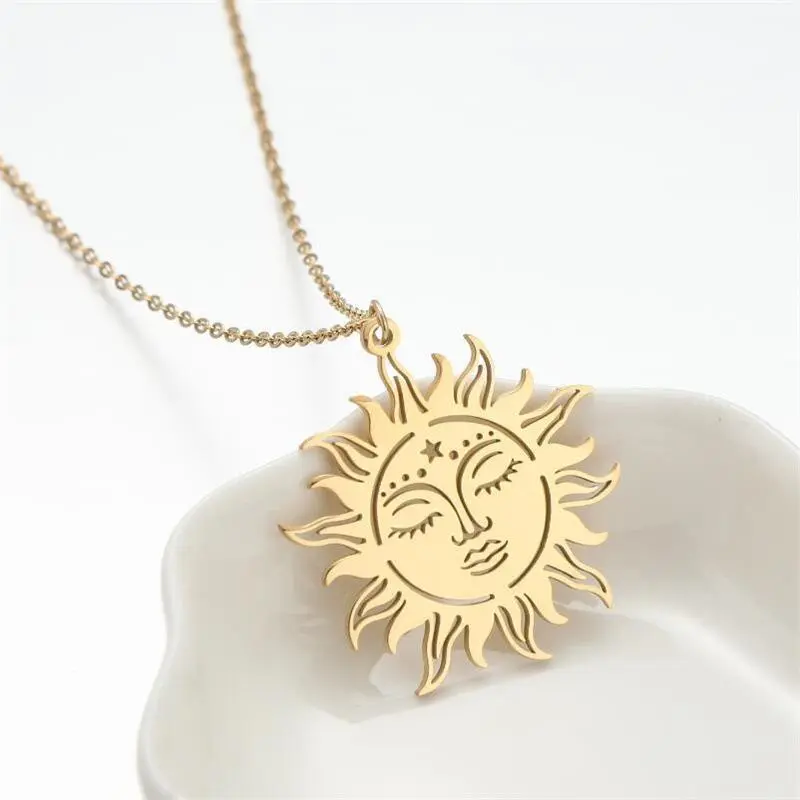 Stainless Steel Sun Face Necklace Rust-free