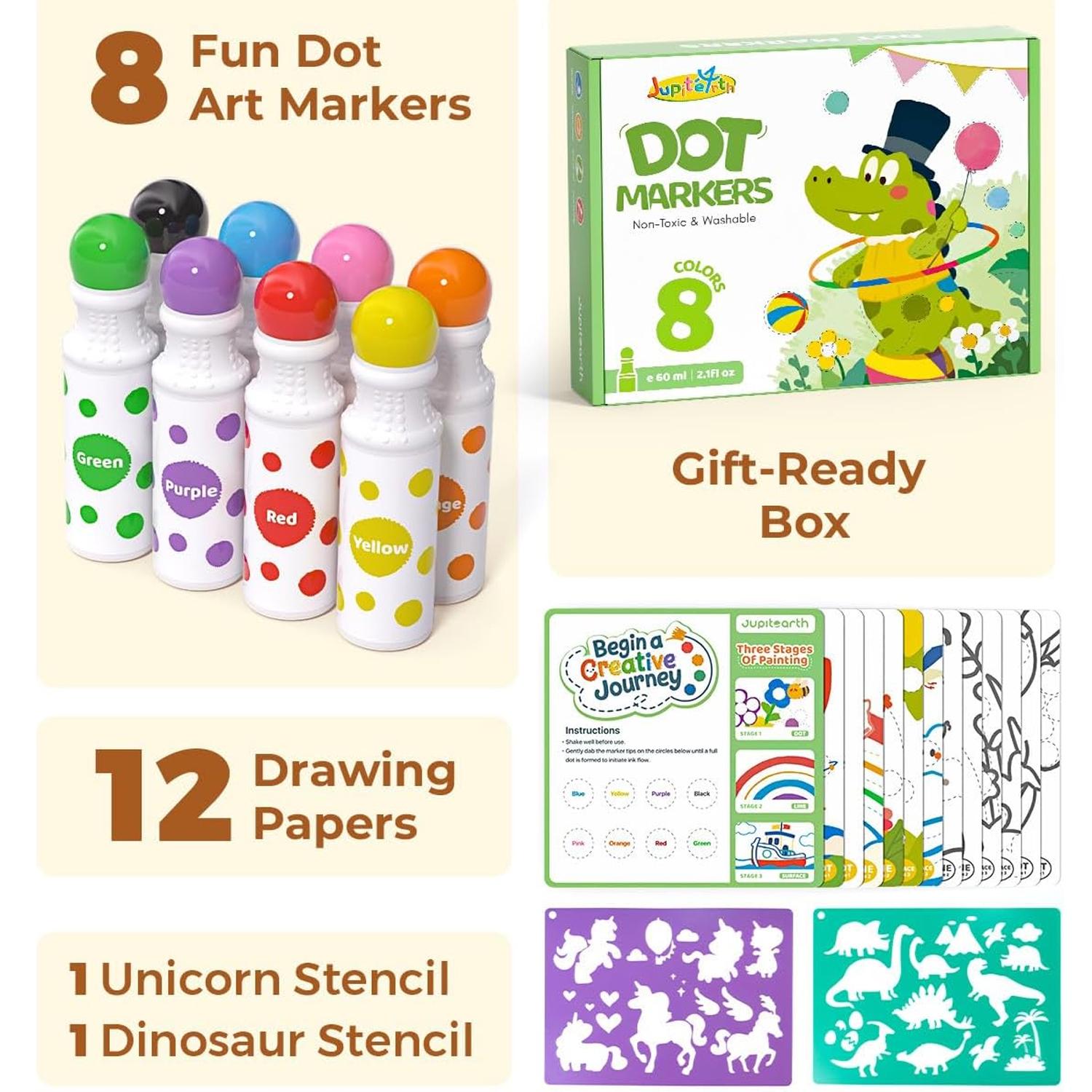 16 Color Dot Markers for Toddlers, Includes 120 PDF & 24 Printed Activity Papers, 2 Stencils, Washable Non-Toxic Bingo Daubers for Toddler Arts and Crafts, Preschool Art Supplies Gift Colorful Precision Pens Colorful Gel Pens, markers for coloring 16 Color Dot Markers for Toddlers, Includes 120 PDF & 24 Printed Activity Papers, 2 Stencils, Washable Non-Toxic Bingo Daubers for Toddler Arts and Crafts, Preschool Art Supplies Gift Colorful Precision Pens Colorful Gel Pens, markers for coloring