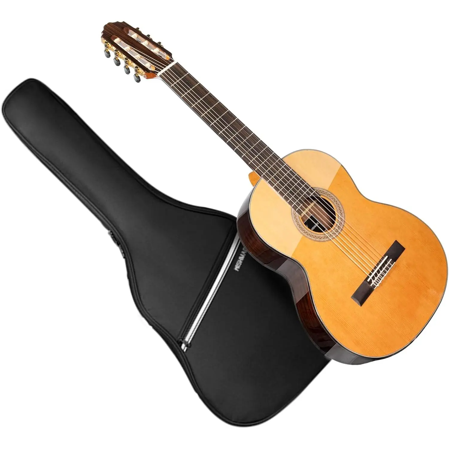 WishMade 7 String Acoustic Classical Nylon Guitar with Gig Bag|   Red cedar top, rosewood fingerboard,Additional low B string for classical, jazz, flamenco, fingerstyle playing, adults
