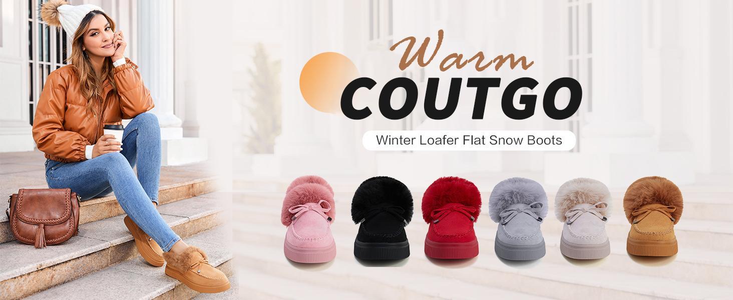 Women's Platform Warm Moccasin Slippers Slip On Loafer Plush Shoes Anti Slip Flat Walking Loafers Faux Fur Snow Boots  Soft and comfortable suede slippers for women B2G510